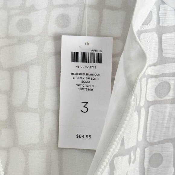 NWT Chico’s Blocked Burnout Sporty Zip Sheer Jacket – Optic White Size 3 (XL/16) - Picture 5 of 12